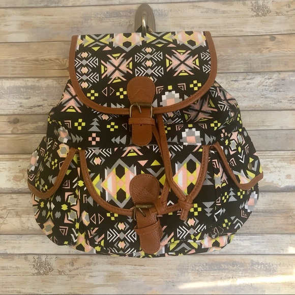 Hot Topic Handbags - NEW✨ Southwestern Aztec Ecote Style Printed Canvas Leather Backpack Purse Bag